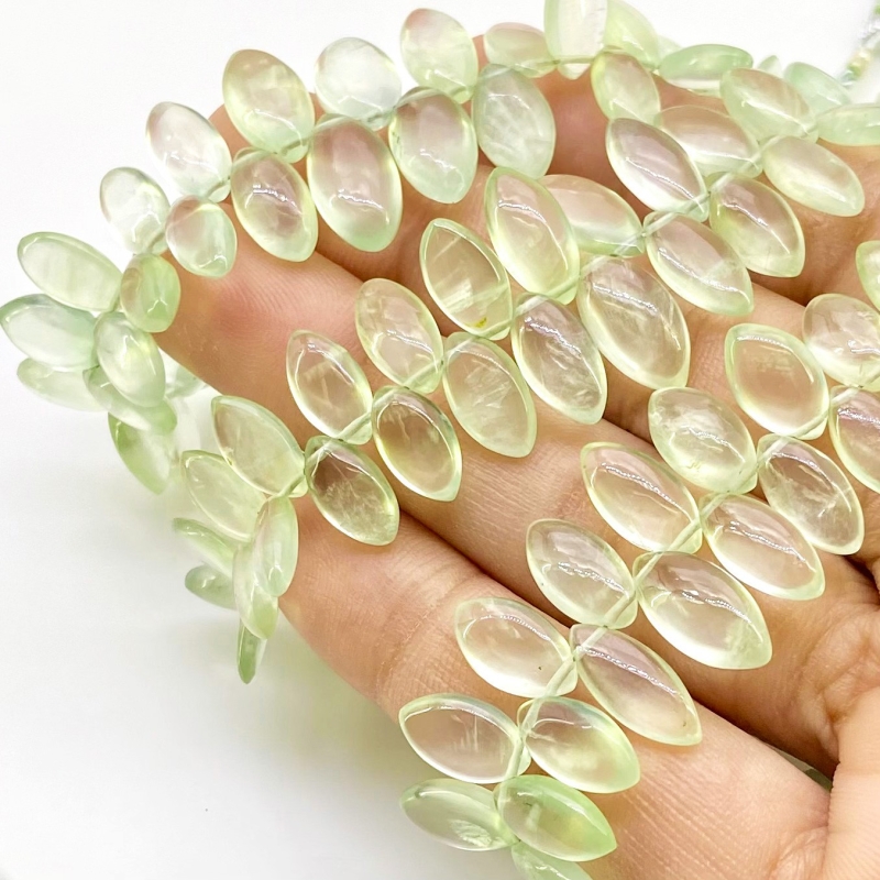 Prehnite 7.5-13mm Smooth Marquise Shape AAA Grade Gemstone Beads Strand - Total 1 Strand of 8 Inch.