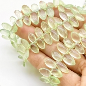 Prehnite 7.5-13mm Smooth Marquise Shape AAA Grade Gemstone Beads Strand - Total 1 Strand of 8 Inch.