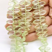 Prehnite 7.5-13mm Smooth Marquise Shape AAA Grade Gemstone Beads Strand - Total 1 Strand of 8 Inch.