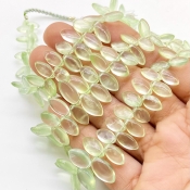 Prehnite 7.5-13mm Smooth Marquise Shape AAA Grade Gemstone Beads Strand - Total 1 Strand of 8 Inch.
