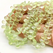 Prehnite 7-9mm Smooth Pear Shape AAA Grade Gemstone Beads Strand - Total 1 Strand of 9 Inch.
