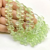 Prehnite 7-9mm Smooth Pear Shape AAA Grade Gemstone Beads Strand - Total 1 Strand of 9 Inch.