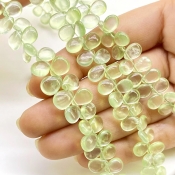 Prehnite 7-9mm Smooth Pear Shape AAA Grade Gemstone Beads Strand - Total 1 Strand of 9 Inch.
