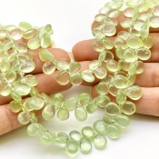 Prehnite 7-9mm Smooth Pear Shape AAA Grade Gemstone Beads Strand - Total 1 Strand of 9 Inch.