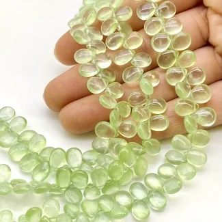 Prehnite 7-9mm Smooth Pear Shape AAA Grade Gemstone Beads Strand - Total 1 Strand of 9 Inch.