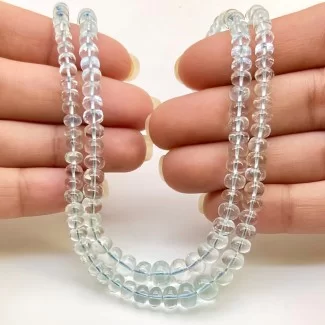 Aquamarine 4-8mm Smooth Rondelle Shape AA Grade Gemstone Beads Lot - Total 2 Strands of 16 Inch.