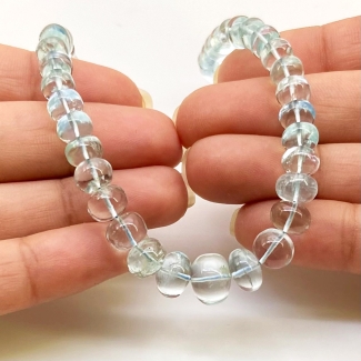 Aquamarine 4.5-10mm Smooth Rondelle Shape AA Grade Gemstone Beads Strand - Total 1 Strand of 16 Inch.