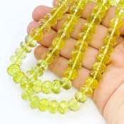 Lemon Quartz 8.5-10mm Faceted Rondelle Shape AAA+ Grade Gemstone Beads Strand - Total 1 Strand of 16 Inch.