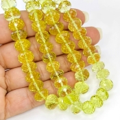 Lemon Quartz 8.5-10mm Faceted Rondelle Shape AAA+ Grade Gemstone Beads Strand - Total 1 Strand of 16 Inch.