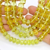 Lemon Quartz 8.5-10mm Faceted Rondelle Shape AAA+ Grade Gemstone Beads Strand - Total 1 Strand of 16 Inch.