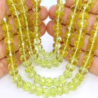 Lemon Quartz 7.5-8.5mm Faceted Rondelle Shape AAA+ Grade Gemstone Beads Strand - Total 1 Strand of 16 Inch.