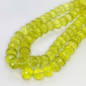 Lemon Quartz 9.5-12mm Faceted Rondelle Shape AAA+ Grade Gemstone Beads Strand - Total 1 Strand of 16 Inch.