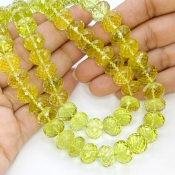 Lemon Quartz 9.5-12mm Faceted Rondelle Shape AAA+ Grade Gemstone Beads Strand - Total 1 Strand of 16 Inch.