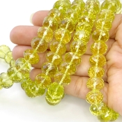 Lemon Quartz 9.5-12mm Faceted Rondelle Shape AAA+ Grade Gemstone Beads Strand - Total 1 Strand of 16 Inch.