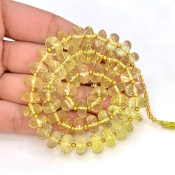 Lemon Quartz 8.5-10.5mm Faceted Rondelle Shape AA+ Grade Gemstone Beads Strand - Total 1 Strand of 13 Inch.