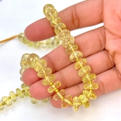 Lemon Quartz 8.5-10.5mm Faceted Rondelle Shape AA+ Grade Gemstone Beads Strand - Total 1 Strand of 13 Inch.