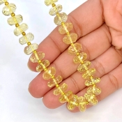 Lemon Quartz 8.5-10.5mm Faceted Rondelle Shape AA+ Grade Gemstone Beads Strand - Total 1 Strand of 13 Inch.