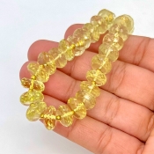 Lemon Quartz 8.5-10.5mm Faceted Rondelle Shape AA+ Grade Gemstone Beads Strand - Total 1 Strand of 13 Inch.