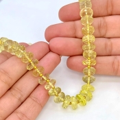 Lemon Quartz 8.5-10.5mm Faceted Rondelle Shape AA+ Grade Gemstone Beads Strand - Total 1 Strand of 13 Inch.