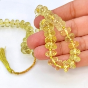 Lemon Quartz 8.5-10.5mm Faceted Rondelle Shape AA+ Grade Gemstone Beads Strand - Total 1 Strand of 13 Inch.