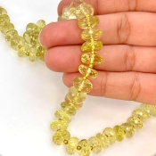 Lemon Quartz 8.5-10.5mm Faceted Rondelle Shape AA+ Grade Gemstone Beads Strand - Total 1 Strand of 13 Inch.