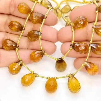 Whisky Quartz 10-16mm Briolette Drop Shape AAA Grade Multi Strand Beads Layout - Total 2 Strands of 8-10 Inch.