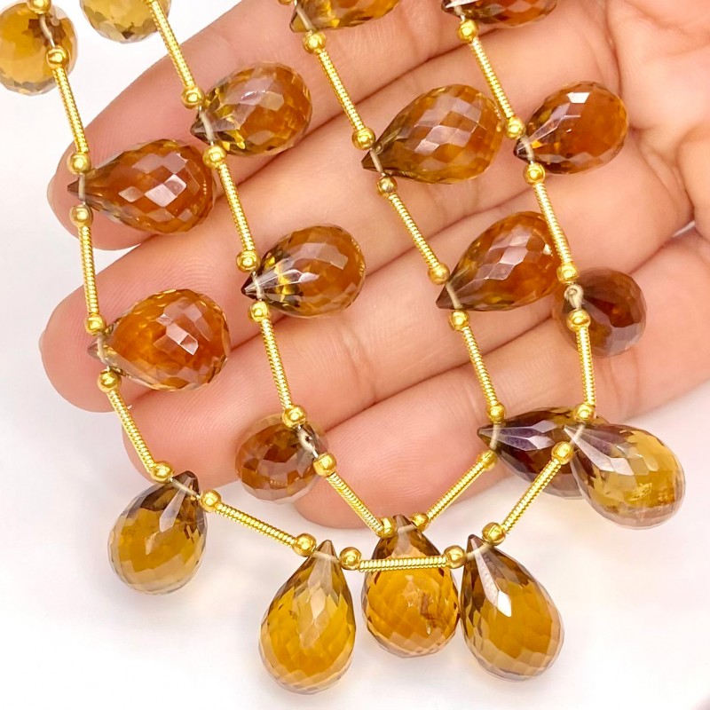 Whisky Quartz 11-16.5mm Briolette Drop Shape AAA Grade Multi Strand Beads Layout - Total 2 Strands of 9-10 Inch.