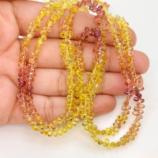 Songea Sapphire 3-4mm Briolette Drop Shape AAA Grade Gemstone Beads Strand - Total 1 Strand of 16 Inch.