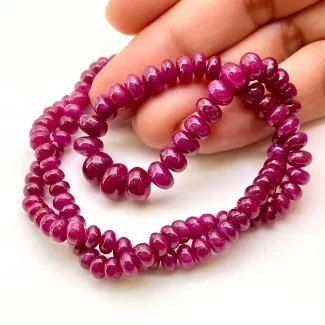 Ruby 4-7mm Smooth Rondelle Shape AA Grade Gemstone Beads Strand - Total 1 Strand of 19 Inch.
