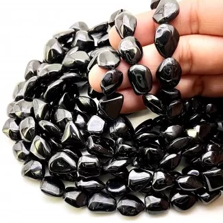 Black Spinel 12-15mm Smooth Nugget Shape AAA Grade Gemstone Beads Strand - Total 1 Strand of 16 Inch.
