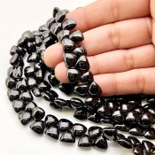 Black Spinel 8.5-9.5mm Smooth Trillion Shape AAA Grade Gemstone Beads Strand - Total 1 Strand of 8 Inch.