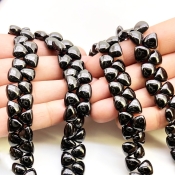Black Spinel 8.5-9.5mm Smooth Trillion Shape AAA Grade Gemstone Beads Strand - Total 1 Strand of 8 Inch.
