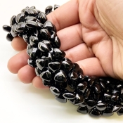 Black Spinel 8.5-9.5mm Smooth Trillion Shape AAA Grade Gemstone Beads Strand - Total 1 Strand of 8 Inch.