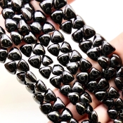Black Spinel 8.5-9.5mm Smooth Trillion Shape AAA Grade Gemstone Beads Strand - Total 1 Strand of 8 Inch.