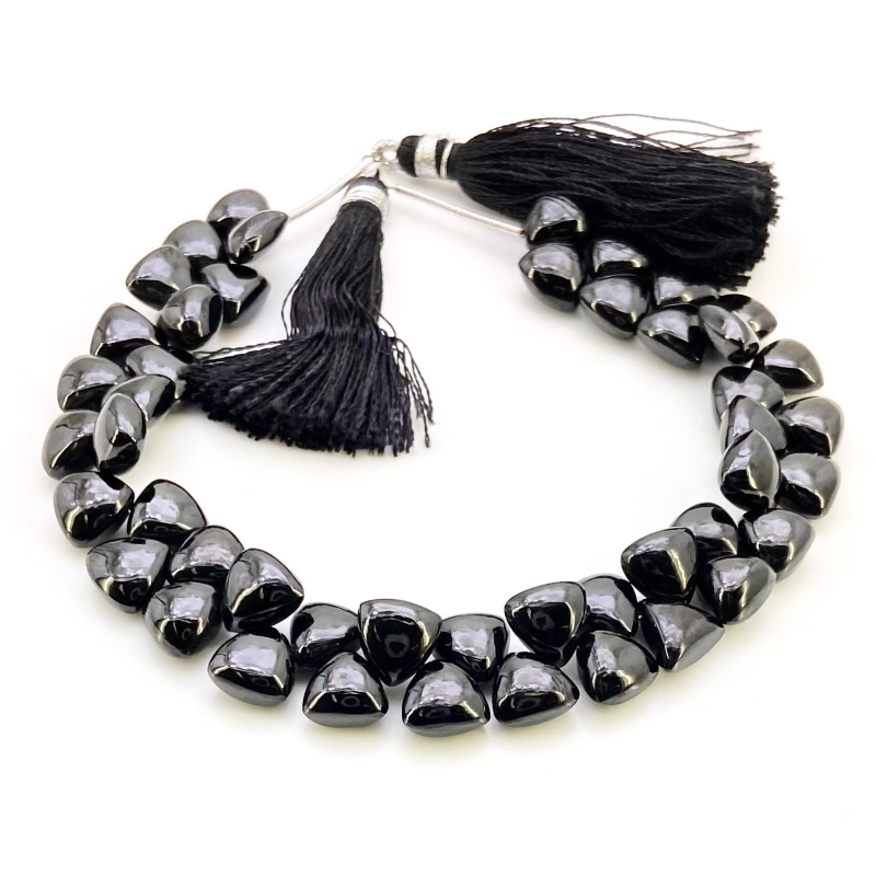 Black Spinel 8.5-9.5mm Smooth Trillion Shape AAA Grade Gemstone Beads Strand - Total 1 Strand of 8 Inch.