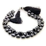 Black Spinel 8.5-9.5mm Smooth Trillion Shape AAA Grade Gemstone Beads Strand - Total 1 Strand of 8 Inch.
