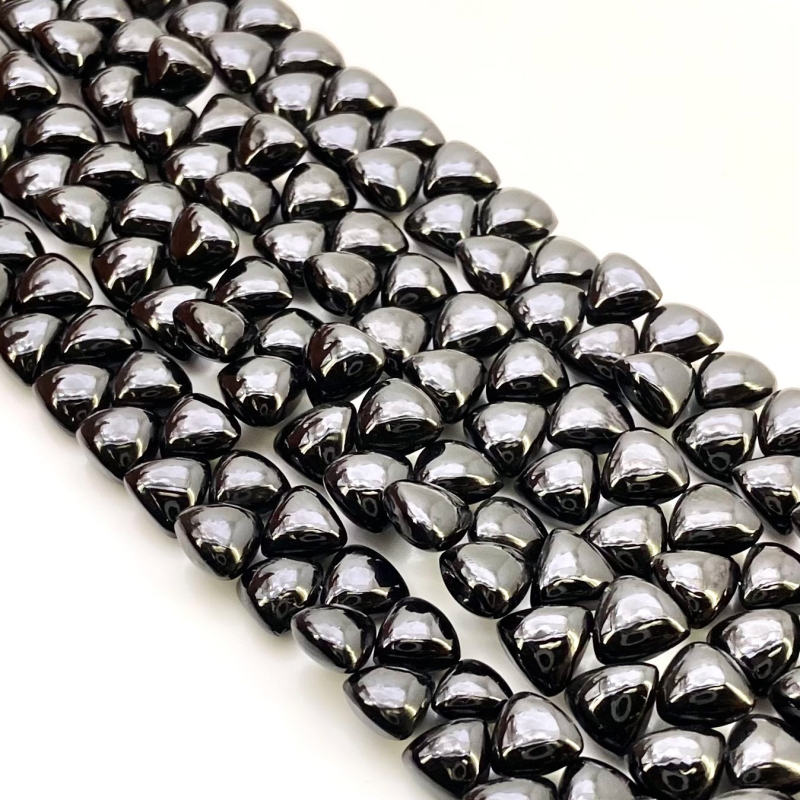 Black Spinel 8.5-9.5mm Smooth Trillion Shape AAA Grade Gemstone Beads Strand - Total 1 Strand of 8 Inch.