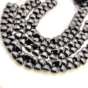 Black Spinel 8.5-9.5mm Smooth Trillion Shape AAA Grade Gemstone Beads Strand - Total 1 Strand of 8 Inch.