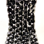 Black Spinel 8.5-9.5mm Smooth Trillion Shape AAA Grade Gemstone Beads Strand - Total 1 Strand of 8 Inch.