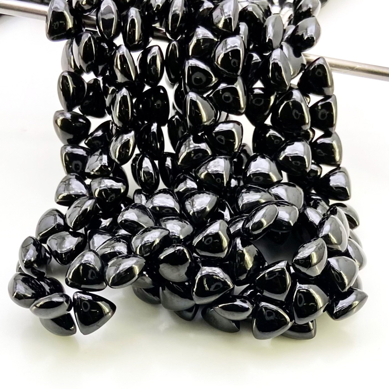 Black Spinel 8.5-9.5mm Smooth Trillion Shape AAA Grade Gemstone Beads Strand - Total 1 Strand of 8 Inch.