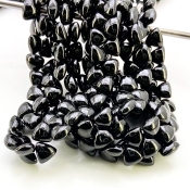 Black Spinel 8.5-9.5mm Smooth Trillion Shape AAA Grade Gemstone Beads Strand - Total 1 Strand of 8 Inch.