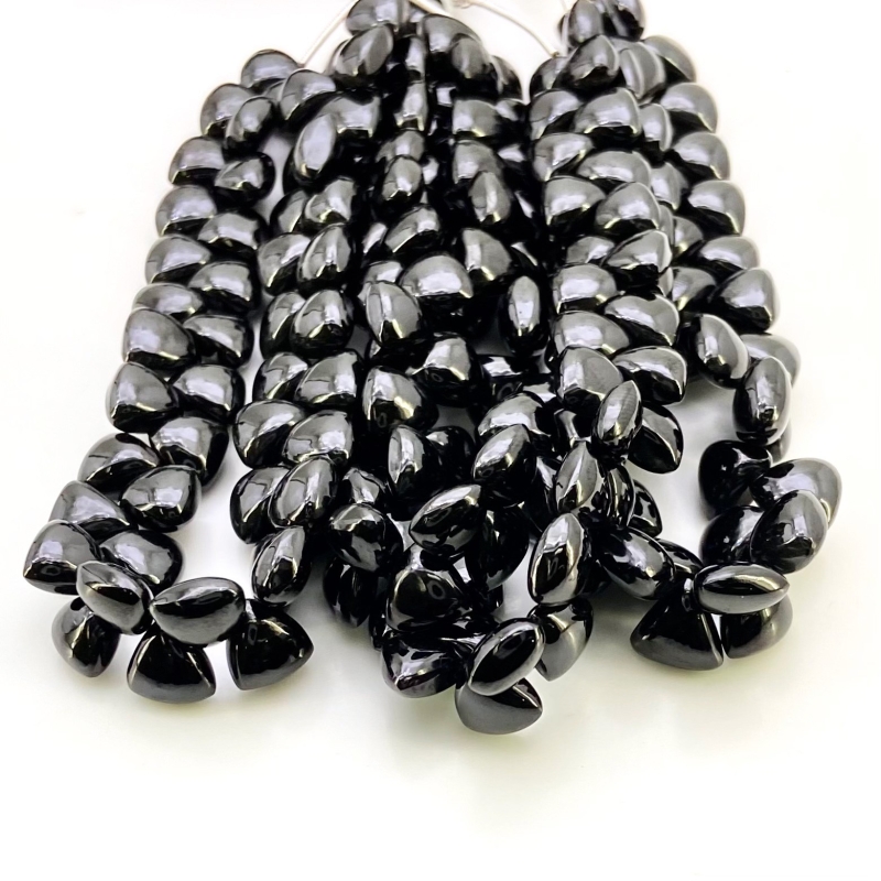 Black Spinel 8.5-9.5mm Smooth Trillion Shape AAA Grade Gemstone Beads Strand - Total 1 Strand of 8 Inch.