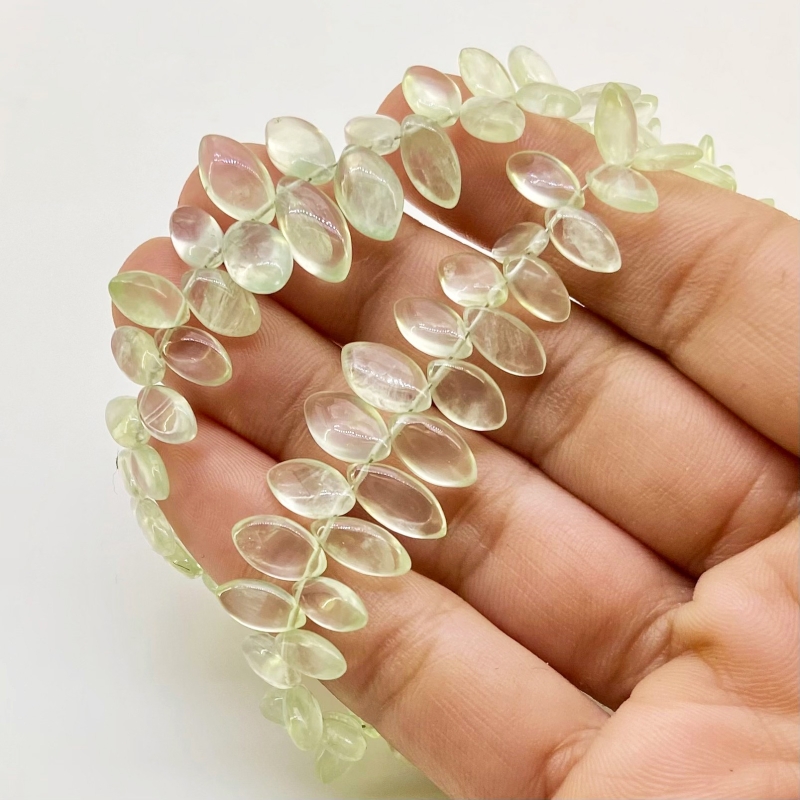 Prehnite 6-12mm Smooth Marquise Shape AAA Grade Gemstone Beads Strand - Total 1 Strand of 8 Inch.