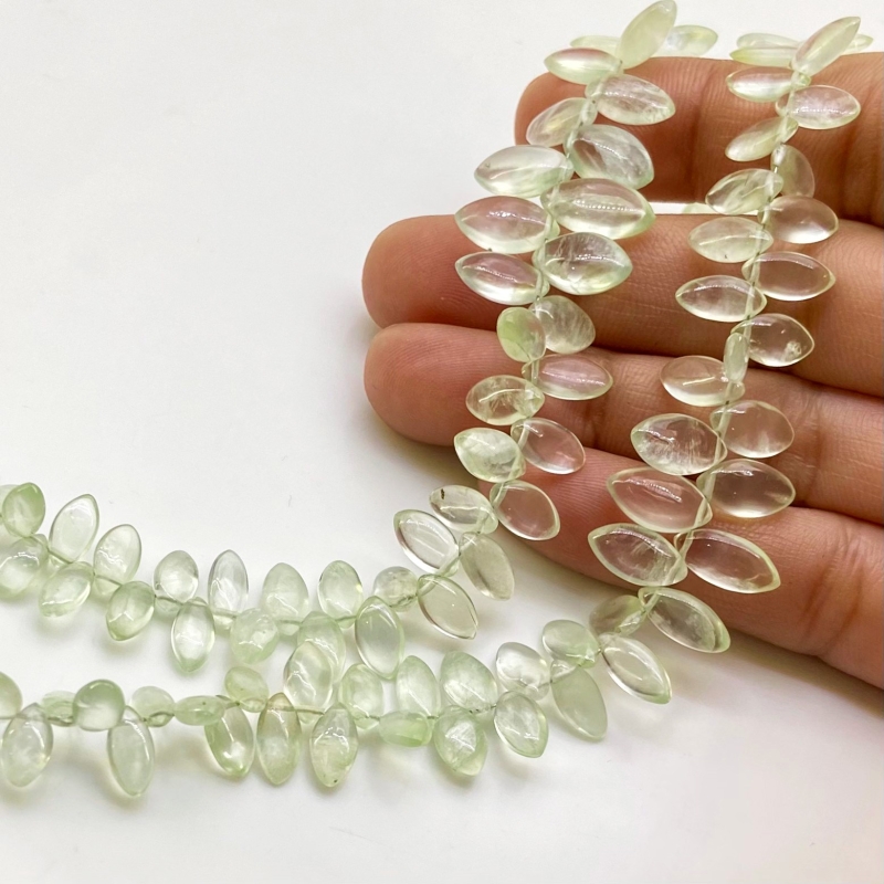Prehnite 6-12mm Smooth Marquise Shape AAA Grade Gemstone Beads Strand - Total 1 Strand of 8 Inch.