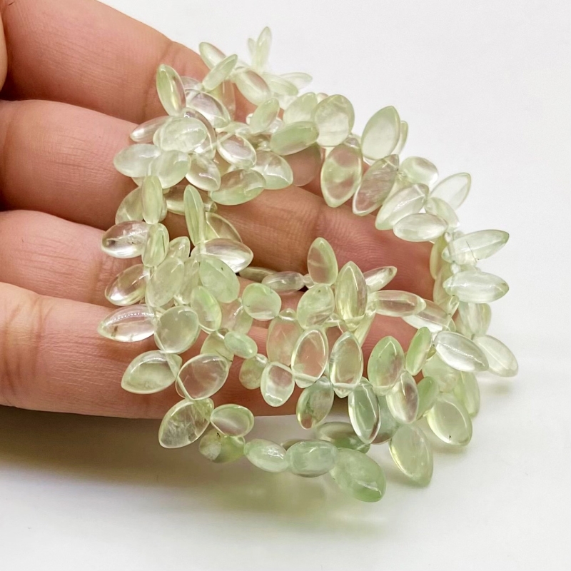 Prehnite 6-12mm Smooth Marquise Shape AAA Grade Gemstone Beads Strand - Total 1 Strand of 8 Inch.
