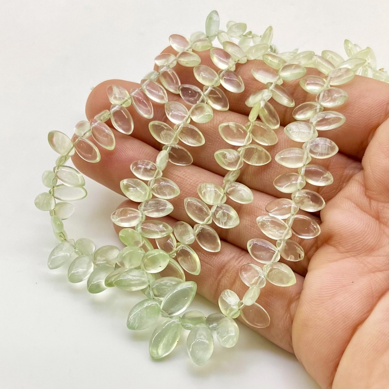 Prehnite 6-12mm Smooth Marquise Shape AAA Grade Gemstone Beads Strand - Total 1 Strand of 8 Inch.