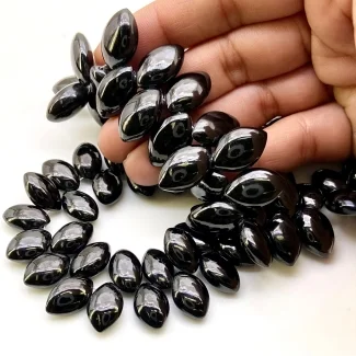 Black Spinel 13-17.5mm Smooth Marquise Shape AAA Grade Gemstone Beads Strand - Total 1 Strand of 8 Inch.