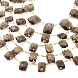 Smoky Quartz 7-12mm Briolette Cushion Shape AAA Grade Gemstone Beads Lot - Total 9 Strands of 8 Inch.