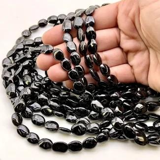 Black Spinel 10-13mm Smooth Oval Shape AA+ Grade Gemstone Beads Strand - Total 1 Strand of 22 Inch.