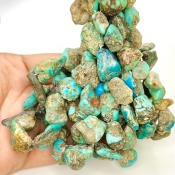Turquoise 10-20mm Tumbled Nugget Shape B Grade Gemstone Beads Strand - Total 1 Strand of 17 Inch.